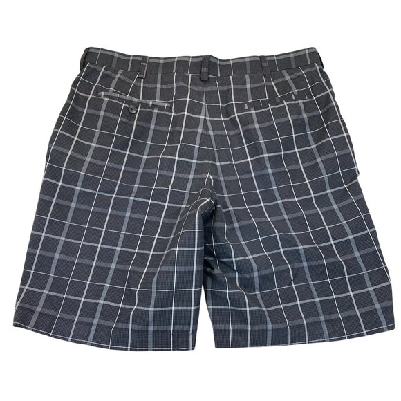 PGA Tour Mens Golf Shorts Size 36 Black & Gray Plaid Polyester Lightweight & Com - Picture 2 of 10